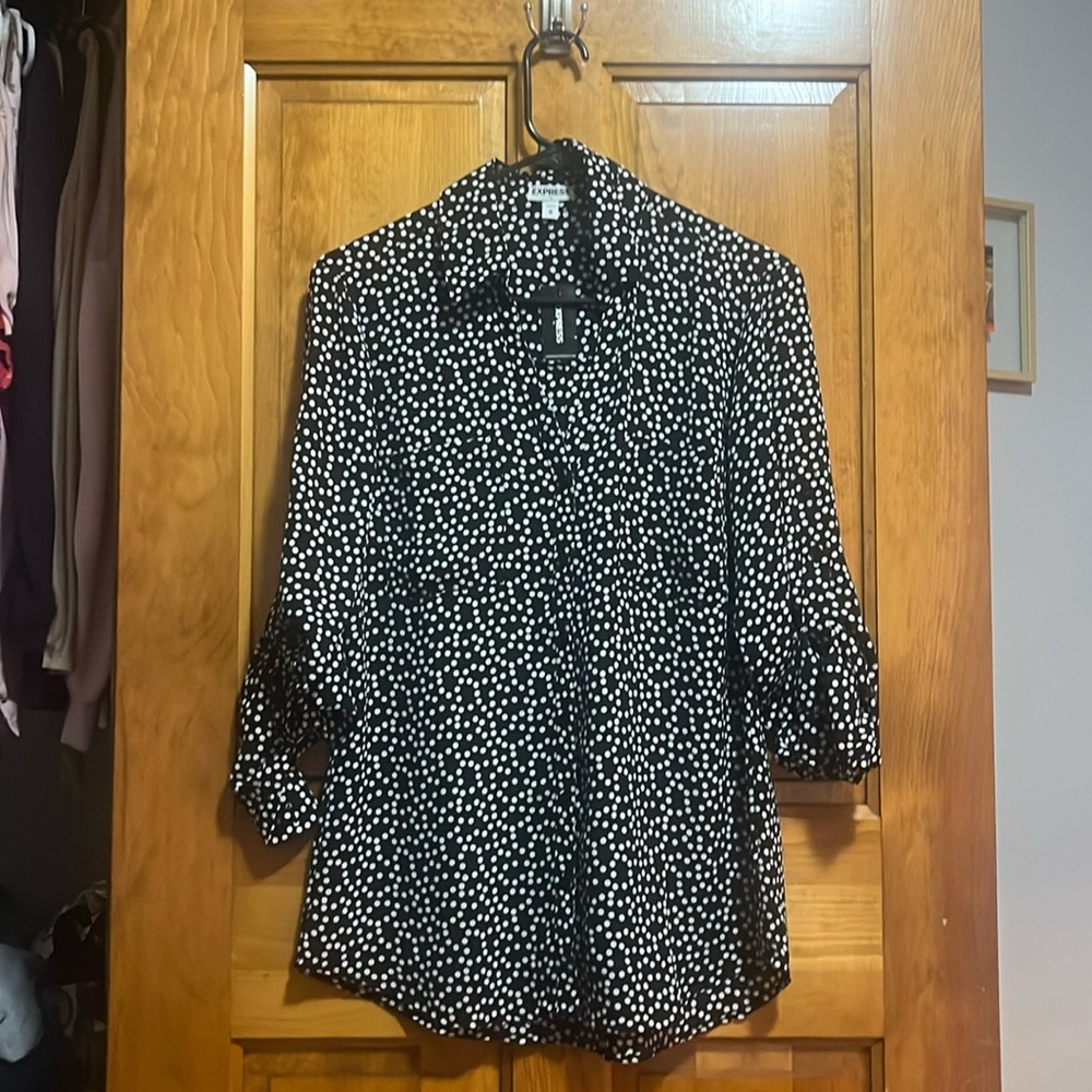 Express polkadot black-and-white blouse